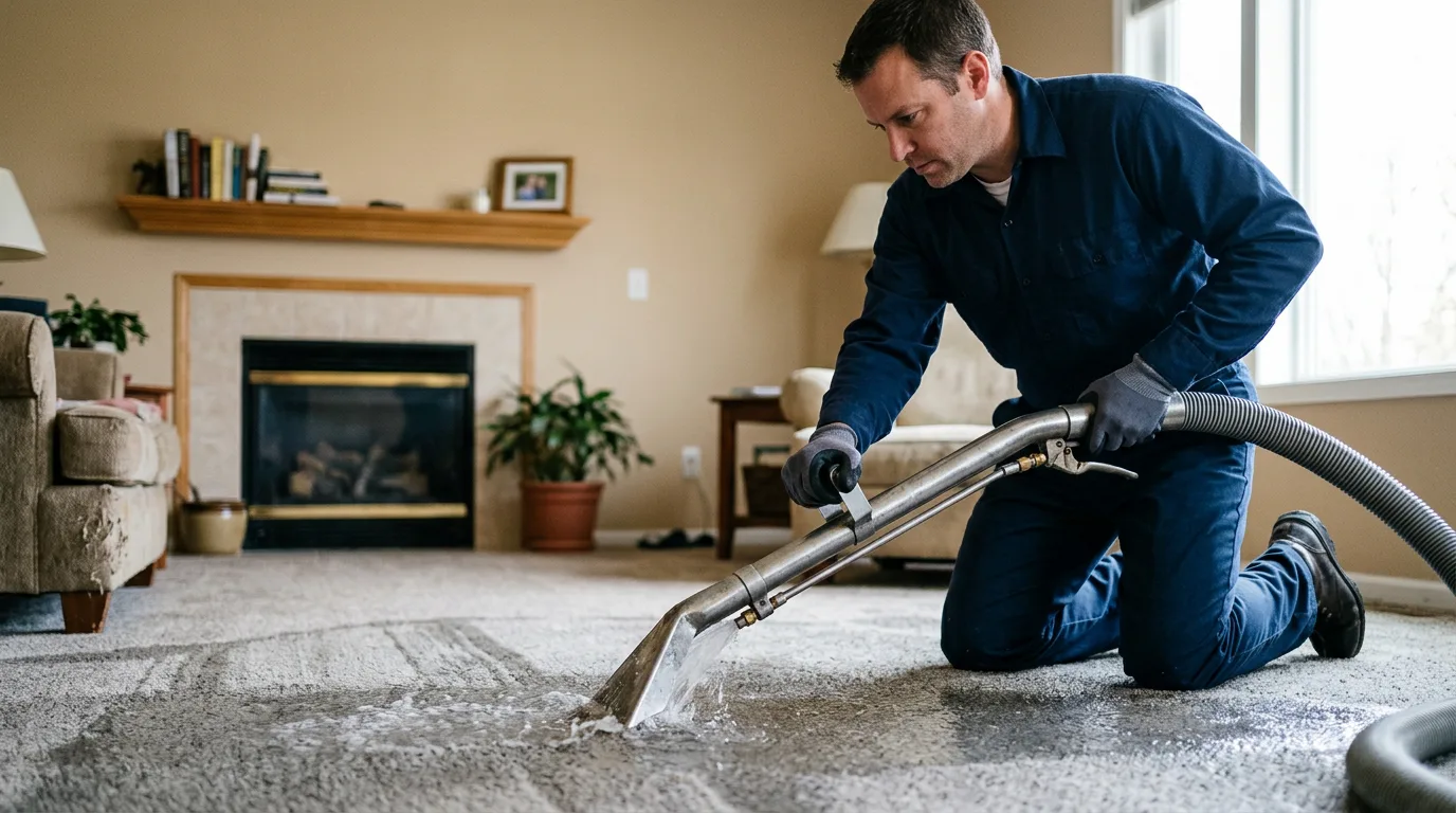 Water damage restoration technician working near Rock Falls, IA